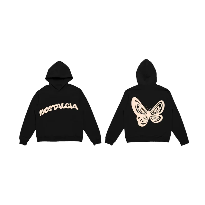 Nostalgia Puff Hoodie Black Front Back