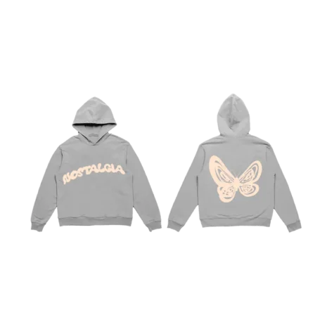 Nostalgia Puff Hoodie Grey Front Back Nostalgia Puff Hoodie Grey Front Back